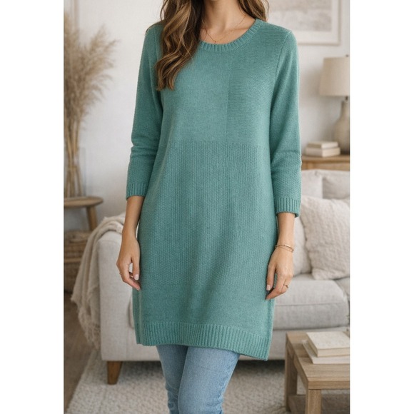 Gudrun Sjöden Dresses & Skirts - Gudrun Sjödén Sweater Dress Medium Teal Green Knit Tunic Knee Length Cotton Wool